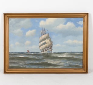 STEEN BILLE (DANISH, 1890 - 1953) CLIPPER SHIP O/C