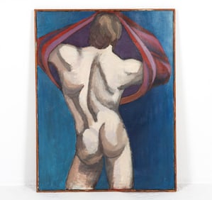 20TH CENTURY NUDE MALE FIGURE O/C PAINTING