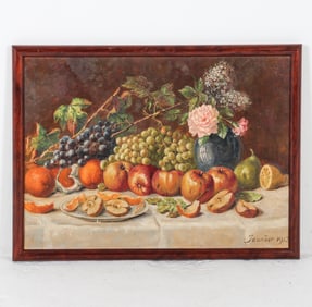 ANTIQUE 1912 SCANDINAVIAN STILL LIFE O/C PAINTING