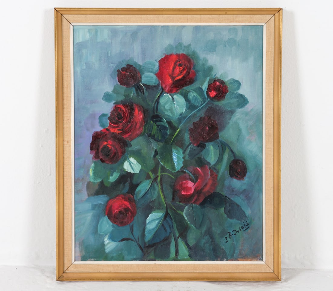 INGEBORG DUBOIS (DANISH, 1897-1970) STILL LIFE O/C: Signed on lower corner. Frame: H 22.25" x W 18" Canvas: 19.75" x W 16" Condition: Slight rubbing and scuffs to frames. Presents well overall.