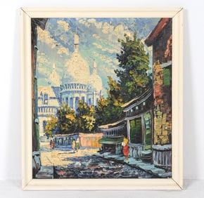 20TH C. PARISIAN LANDSCAPE IN IMPASTO O/C PAINTING