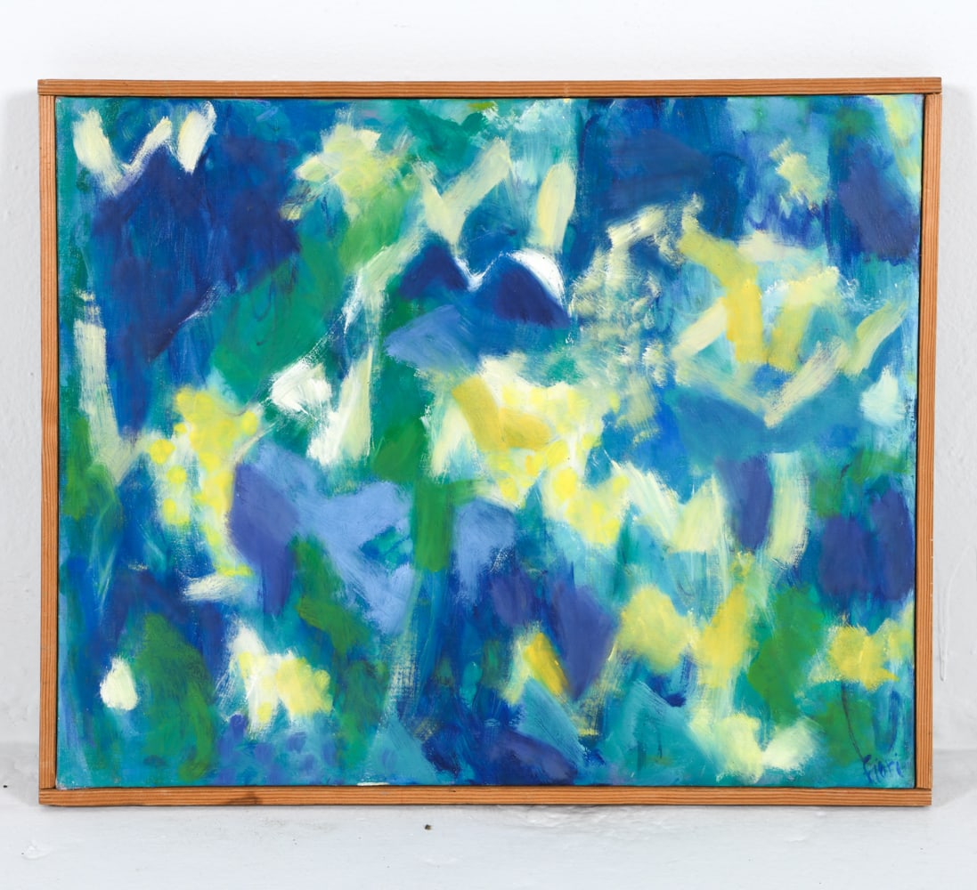 FIORI 1990 ABSTRACT O/C PAINTING: Signed Fiori Dated 90' to verso. Dimensions: H 16.5" x W 20.5" (Canvas) H 15.75" x W 19.75" Conditions: Presents well over all.