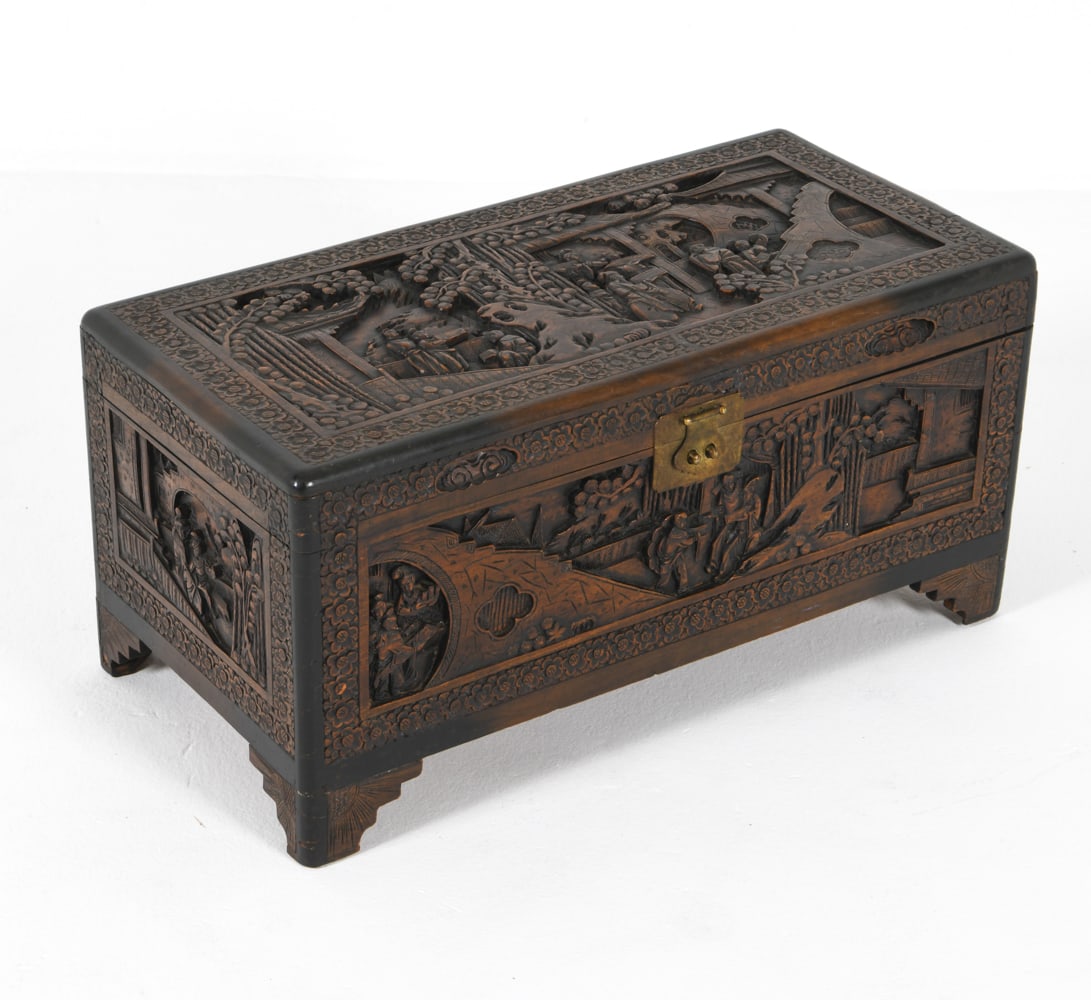 CHINESE CARVED CAMPHOR WEDDING CHEST (1 of 20)