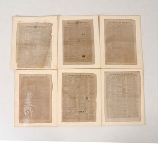 GROUPING OF ANTIQUE NEWSPAPER PAGES 19TH C.