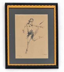 NUDE DANCER CHARCOAL DRAWING