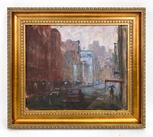 ANTHONY SPRINGER (1928-1995) NYC STREET SCENE O/C