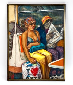 P. MARTIN STYLIZED SUBWAY OIL ON CANVAS