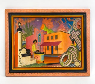 ADRIAN BEACH (20TH C.) SURREALIST O/B