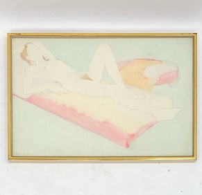 BEVERLY BIGWOOD MODERNIST NUDE WATERCOLOR