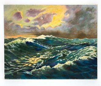 20TH C. IMPRESSIONIST SEASCAPE OIL ON CANVAS