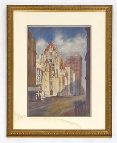 EARLY 20TH C. PARIS STREET SCENE WATERCOLOR