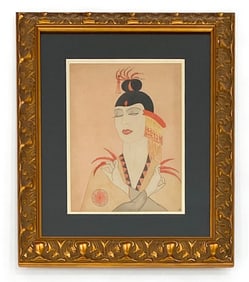 20TH C. MIXED MEDIA PORTRAIT ON PAPER