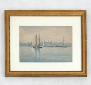 A. VAN B. MYERS SEASCAPE WATERCOLOR