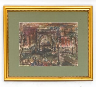 EMIL HESS (1913-2003) NEW YORK CITY WATERCOLOR