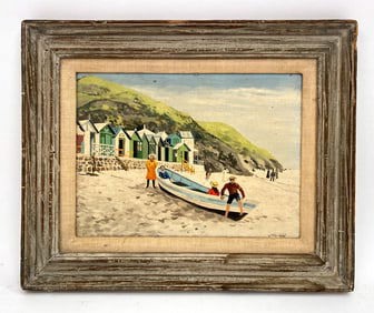 WING HOWARD (1921-1998) BEACH SCENE O/B