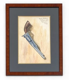 F. W. BANCROFT COLT REVOLVER WATERCOLOR 1895