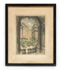 NYC STREET SCENE ETCHING