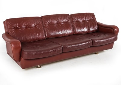MADSEN & SCHUBELL DANISH LEATHER SOFA C. 1970S