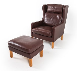 BORGE MOGENSEN STYLE WINGBACK LOUNGE CHAIR