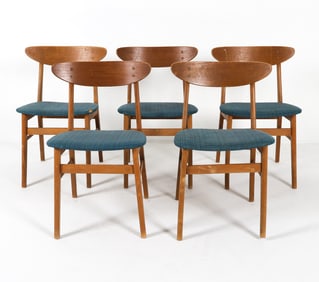 (5) FARSTRUP DANISH TEAK DINING CHAIRS C. 1960S
