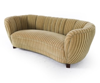 MID-CENTURY DANISH WOOL BANANA SOFA C. 1950S