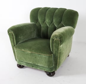 MID-CENTURY DANISH MOHAIR CLUB CHAIR C. 1950S