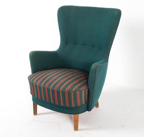 CARL MALMSTEN STYLE DANISH WOOL LOUNGE CHAIR