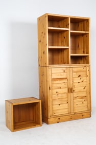 SWEDISH PINE SHELF & CABINET GROUPING C. 1970S