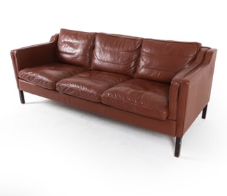 STOUBY MOGENSEN STYLE DANISH LEATHER SOFA