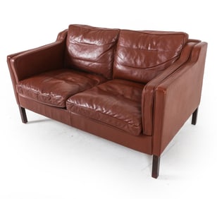 STOUBY DANISH LEATHER LOVESEAT SOFA