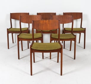 (6) DANISH TEAK & WOOL DINING CHAIRS C. 1960S