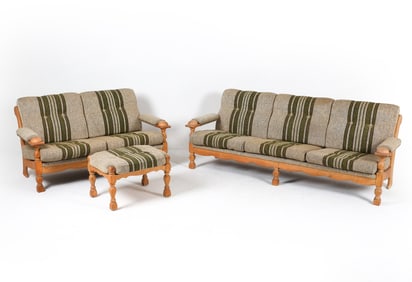 MID-CENTURY DANISH OAK SOFA SUITE C. 1970S