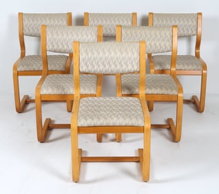 (6) MAGNUS OLESEN BEECH DINING CHAIRS C. 1970S