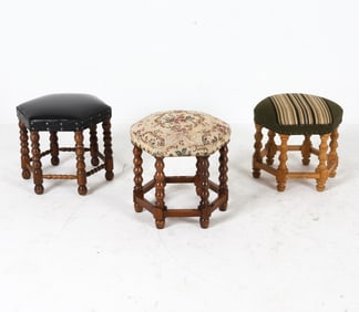 DANISH OAK FOOTSTOOL OTTOMANS C. 1970S