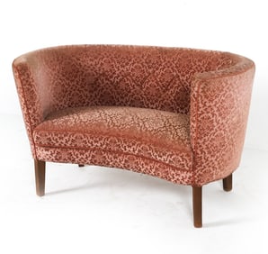 MID-CENTURY DIMINUTIVE DANISH MOHAIR BANANA SOFA