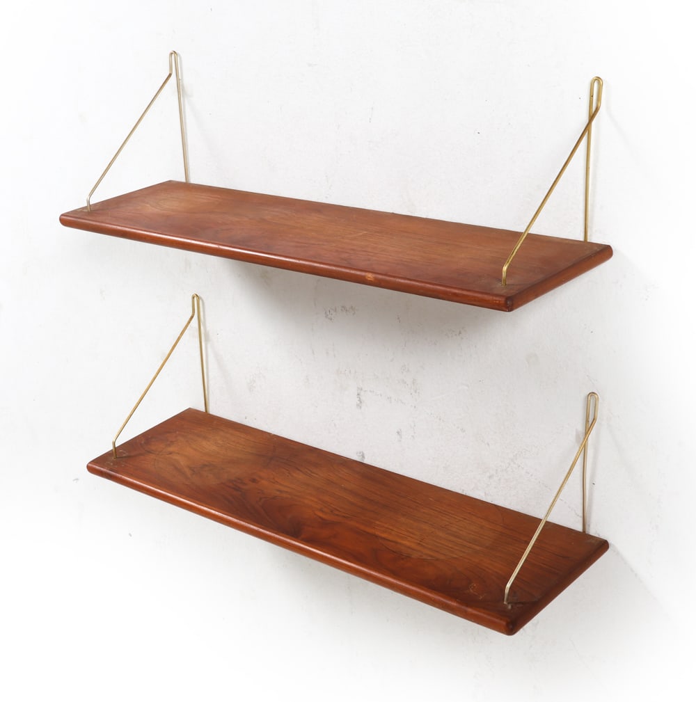 PAIR OF DANISH TEAK WALL SHELVES C. 1960S (1 of 15)