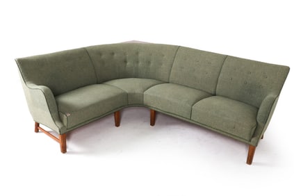 DANISH TEAK & WOOL CORNER SOFA C. 1960S