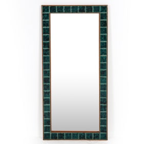 DANISH TEAK & TILE FRAME MIRROR C. 1960S