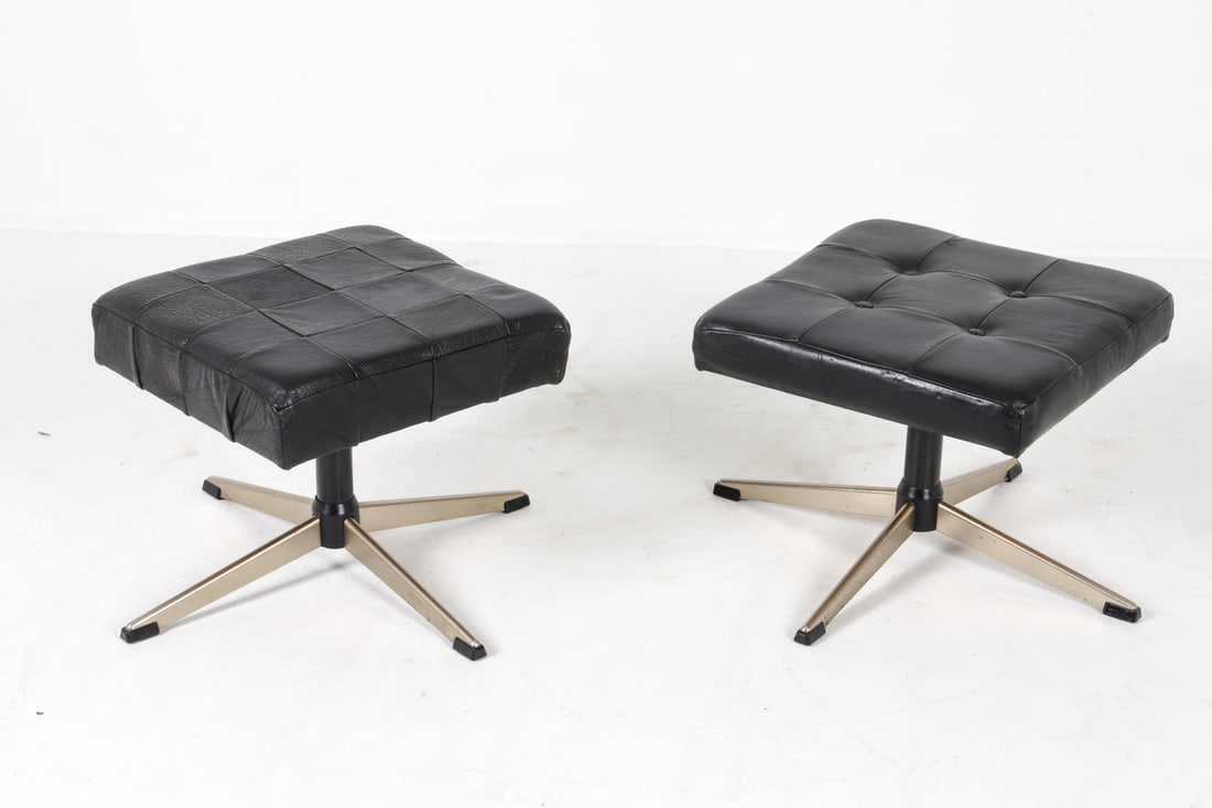 MID-CENTURY DANISH BLACK LEATHER OTTOMANS (1 of 11)