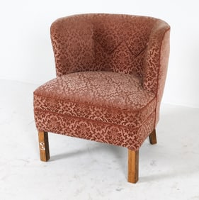 MID-CENTURY SCANDINAVIAN DAMASK COCKTAIL CHAIR
