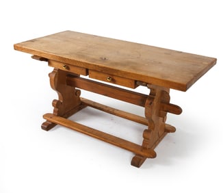 HENNING KJAERNULF DANISH OAK TRESTLE WORK TABLE