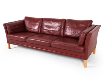 MOGENS HANSEN STYLE DANISH LEATHER SOFA C. 1970S