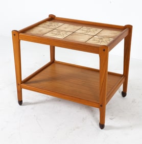 BRDR FURBO DANISH TEAK & TILE BAR CART C. 1960S