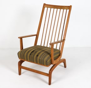 DANISH OAK & WOOL ROCKING CHAIR C. 1970S