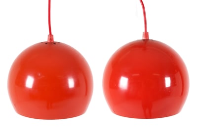 PAIR OF SPACE AGE BALL PENDANT LIGHTS C. 1970S