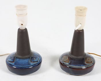 PAIR OF SOHOLM STENTOJ DANISH CERAMIC TABLE LAMPS