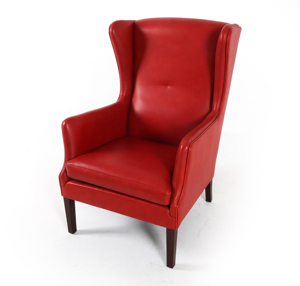 SCANDINAVIAN LEATHER WINGBACK LOUNGE CHAIR (1 of 13)