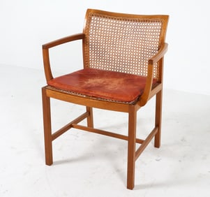 DANISH TEAK & CANE ARMCHAIR C. 1960S