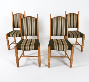 4 HENNING KJAERNULF STYLE DANISH OAK DINING CHAIRS
