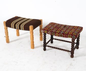 MID-CENTURY DANISH STOOL OTTOMAN GROUPING C. 1970S